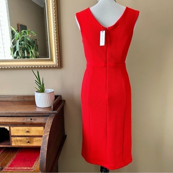 Anthropologie Maeve Quilted Button Midi Dress Red Size Medium NWT - Picture 6 of 11
